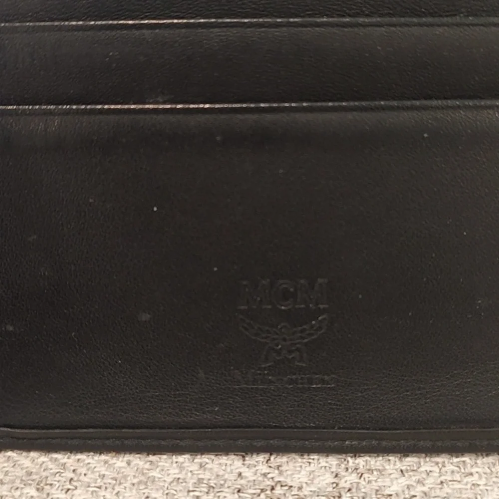 MCM Bifold Mens Wallet•Black on Black•Used•ID Holder•